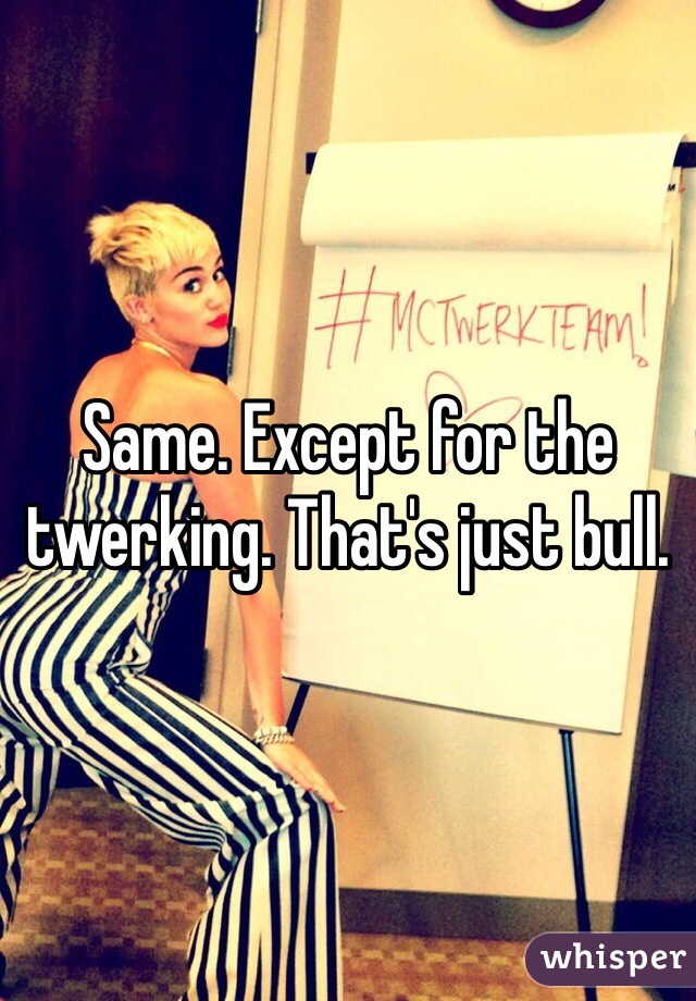 Same. Except for the twerking. That's just bull. 