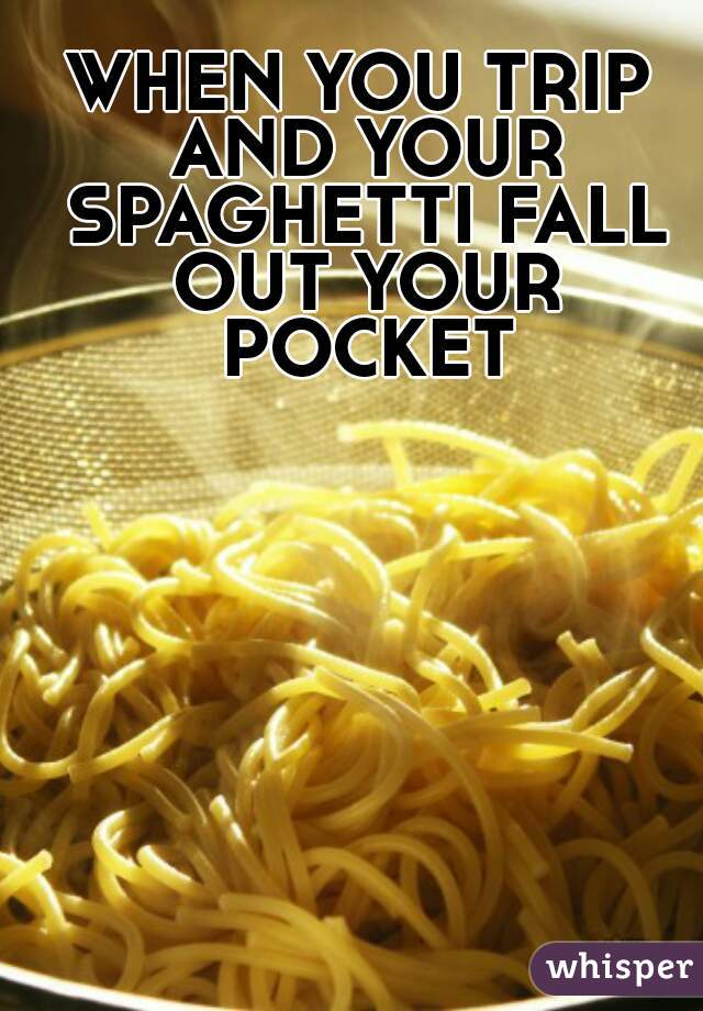 WHEN YOU TRIP AND YOUR SPAGHETTI FALL OUT YOUR POCKET
