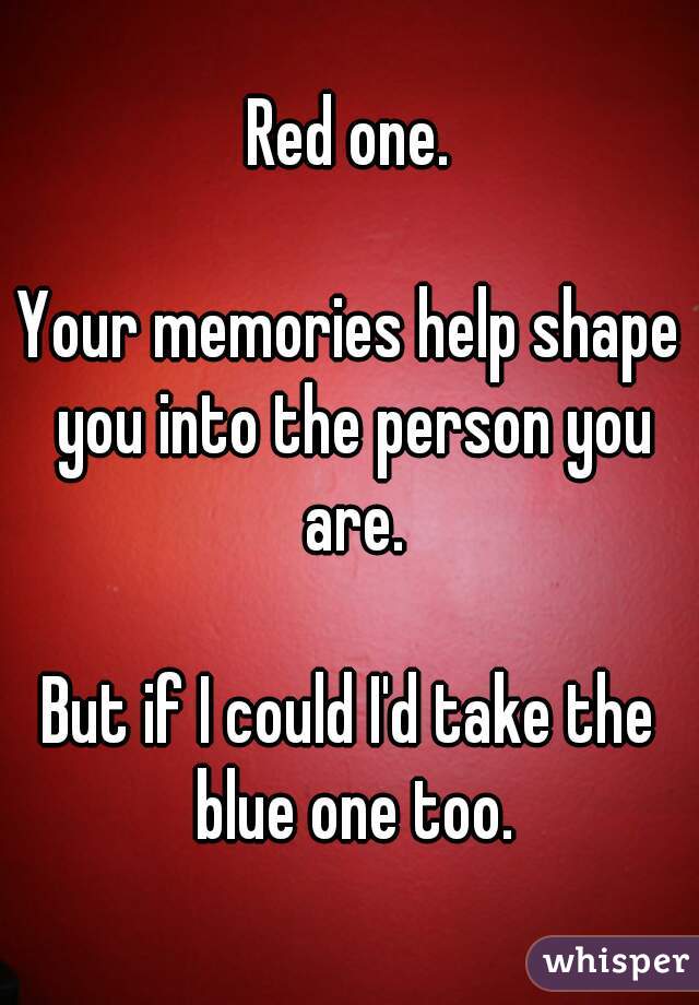 Red one.

Your memories help shape you into the person you are.

But if I could I'd take the blue one too.