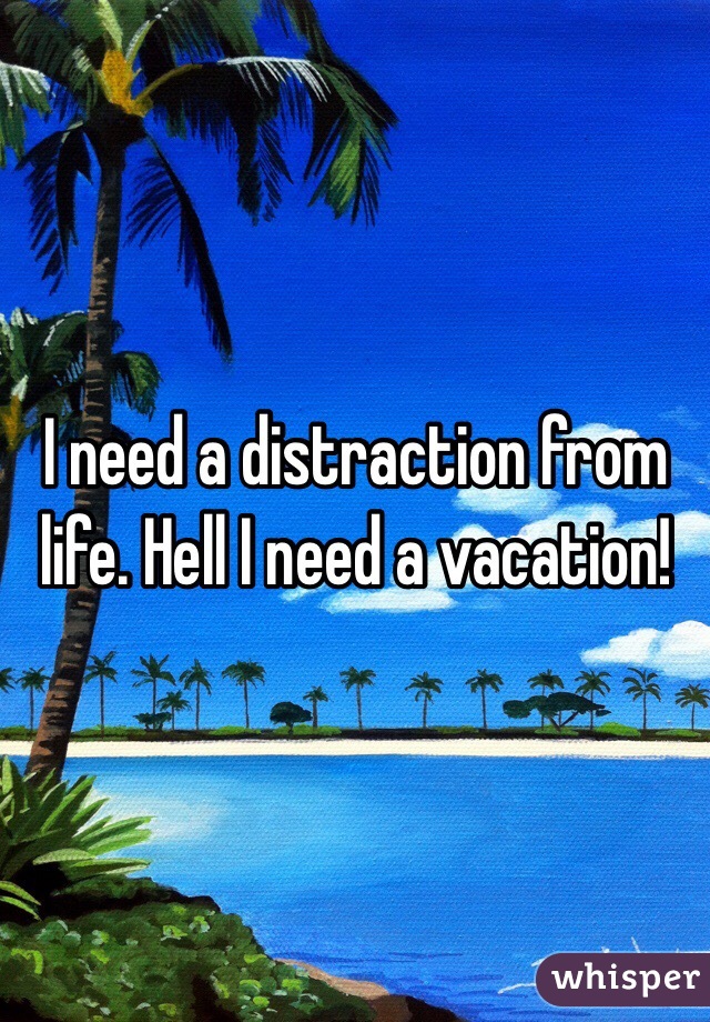 I need a distraction from life. Hell I need a vacation!