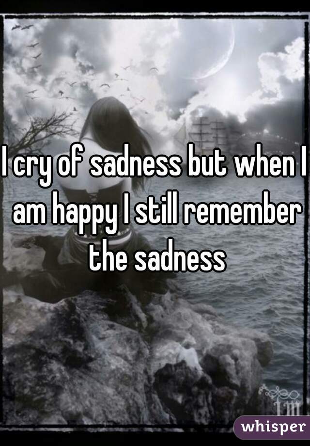 I cry of sadness but when I am happy I still remember the sadness