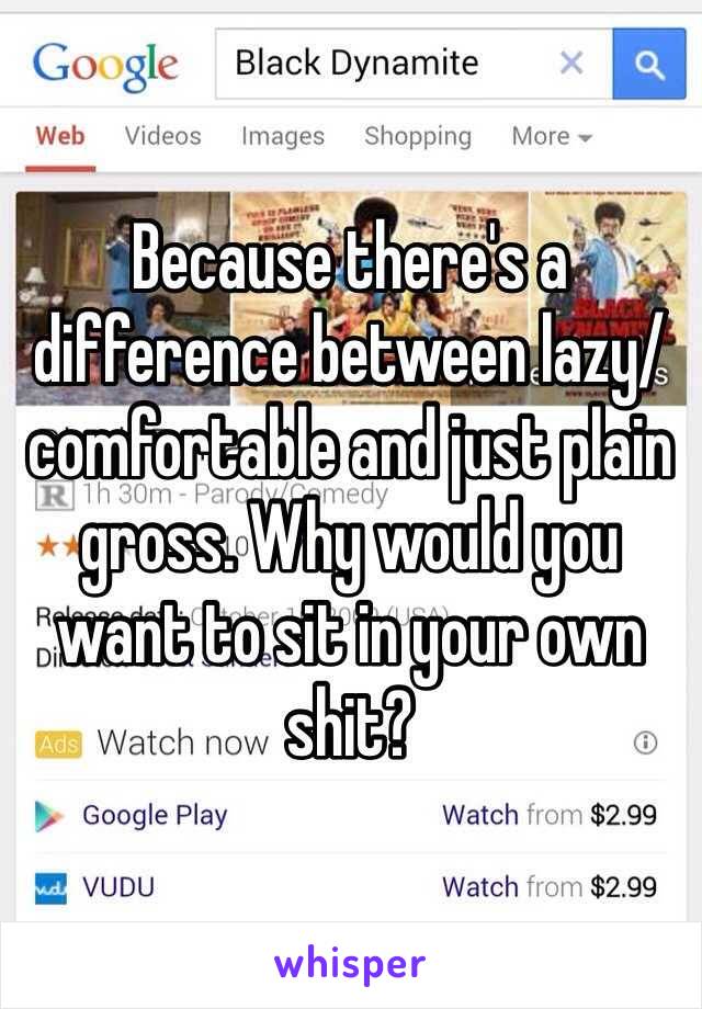 Because there's a difference between lazy/comfortable and just plain gross. Why would you want to sit in your own shit? 