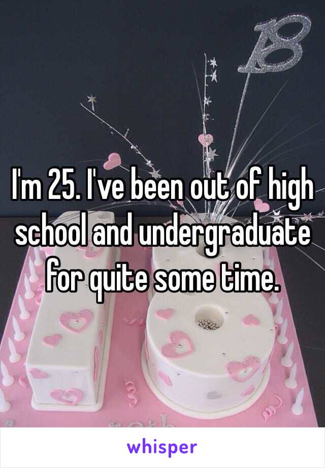 I'm 25. I've been out of high school and undergraduate for quite some time.