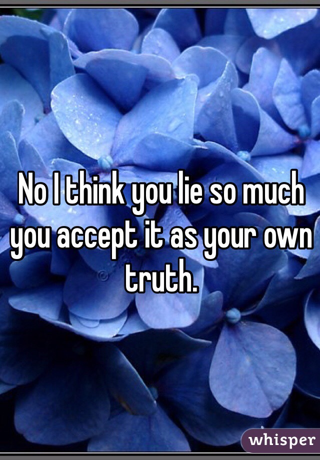 No I think you lie so much you accept it as your own truth.