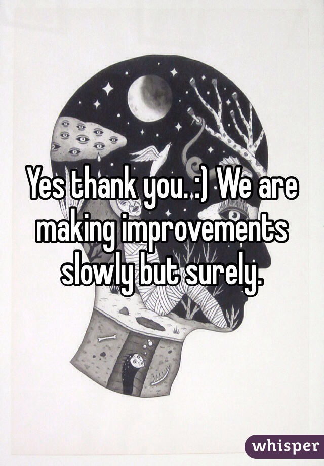 Yes thank you. :) We are making improvements slowly but surely.