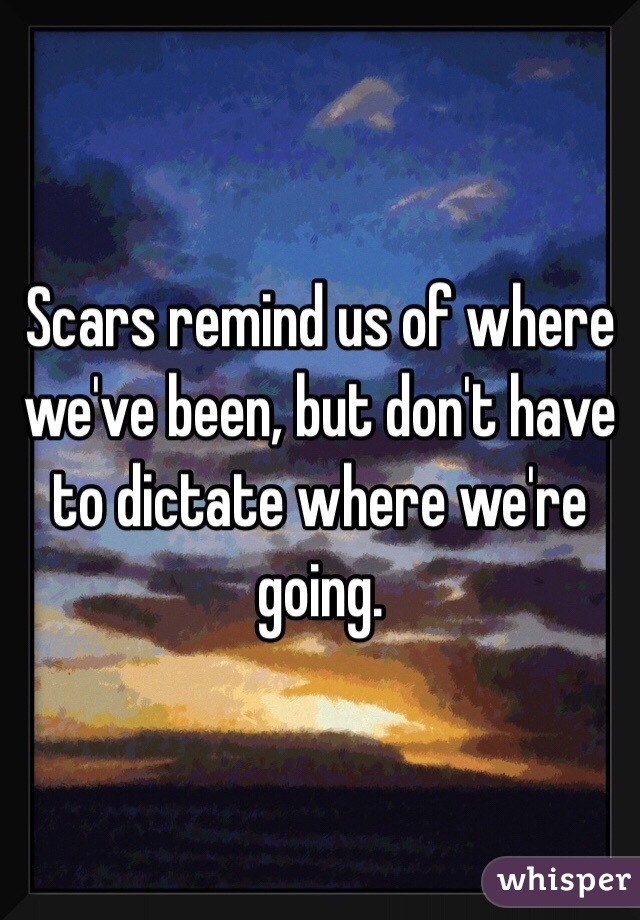 Scars remind us of where we've been, but don't have to dictate where we're going. 