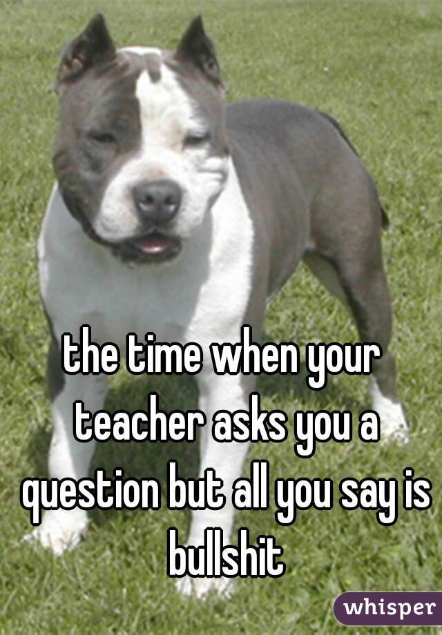 the time when your teacher asks you a question but all you say is bullshit