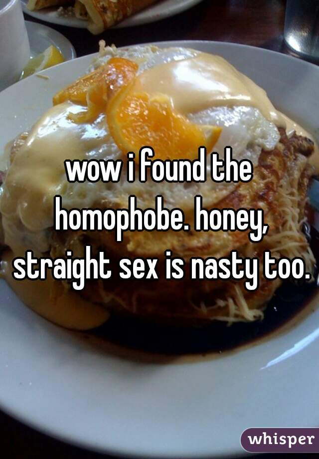 wow i found the homophobe. honey, straight sex is nasty too.