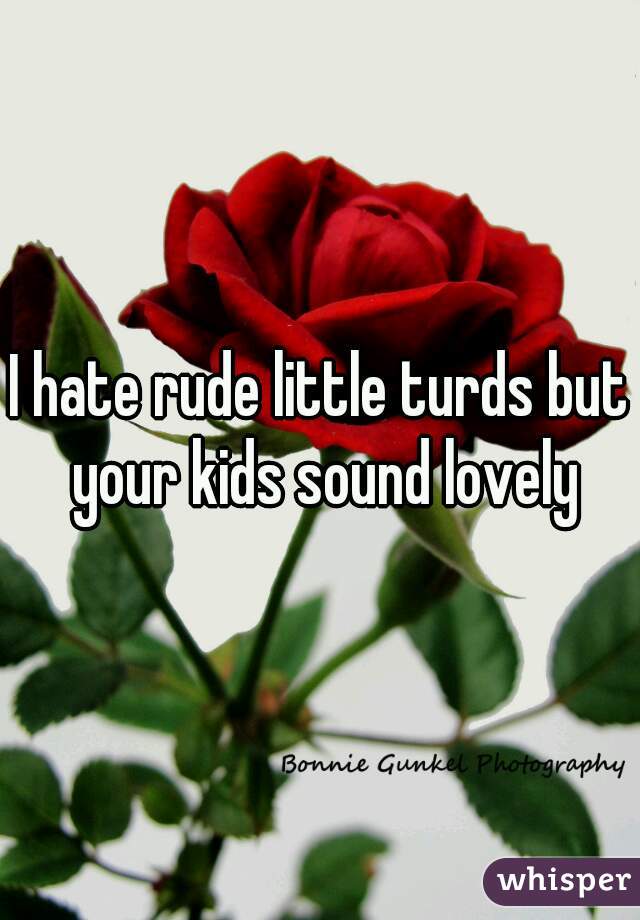 I hate rude little turds but your kids sound lovely