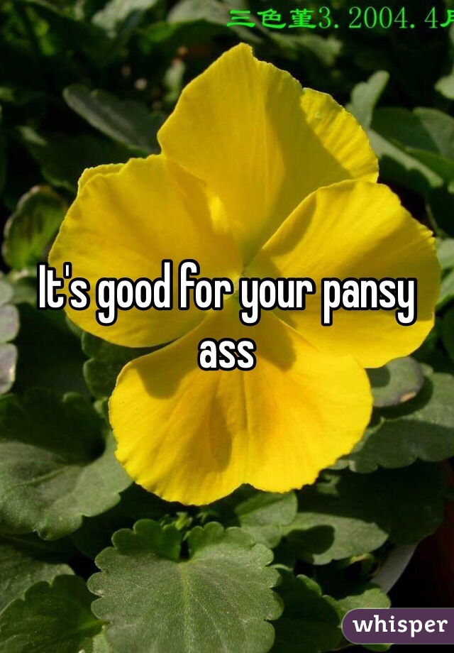 It's good for your pansy ass