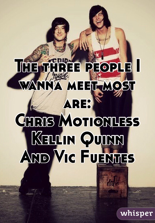 The three people I wanna meet most are:
Chris Motionless
Kellin Quinn
And Vic Fuentes