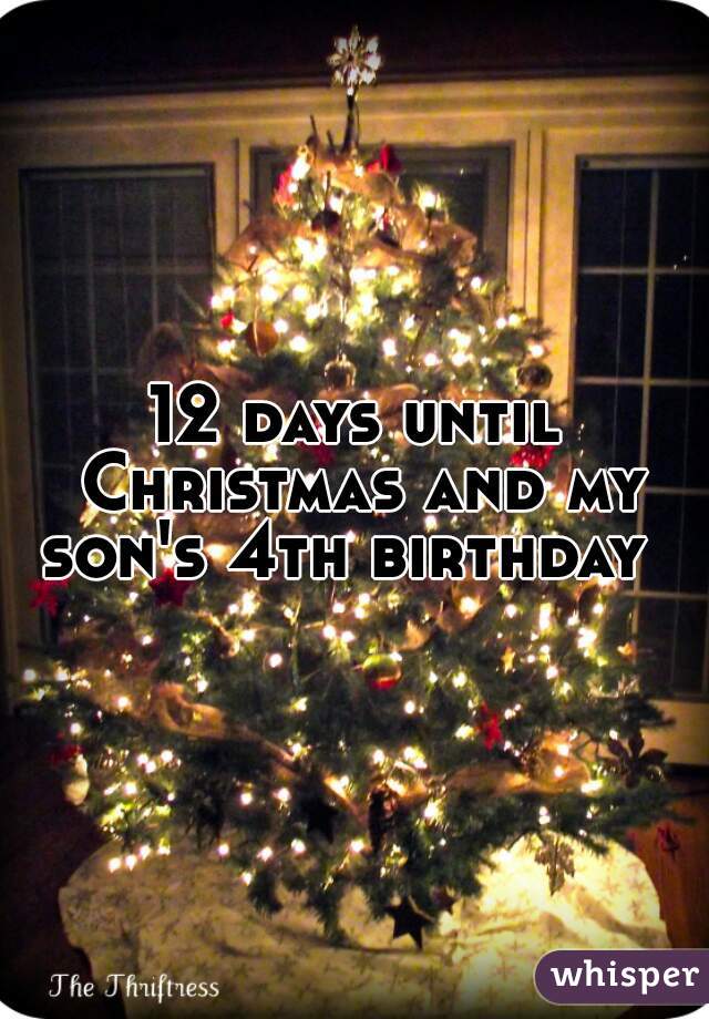 12 days until Christmas and my son's 4th birthday  