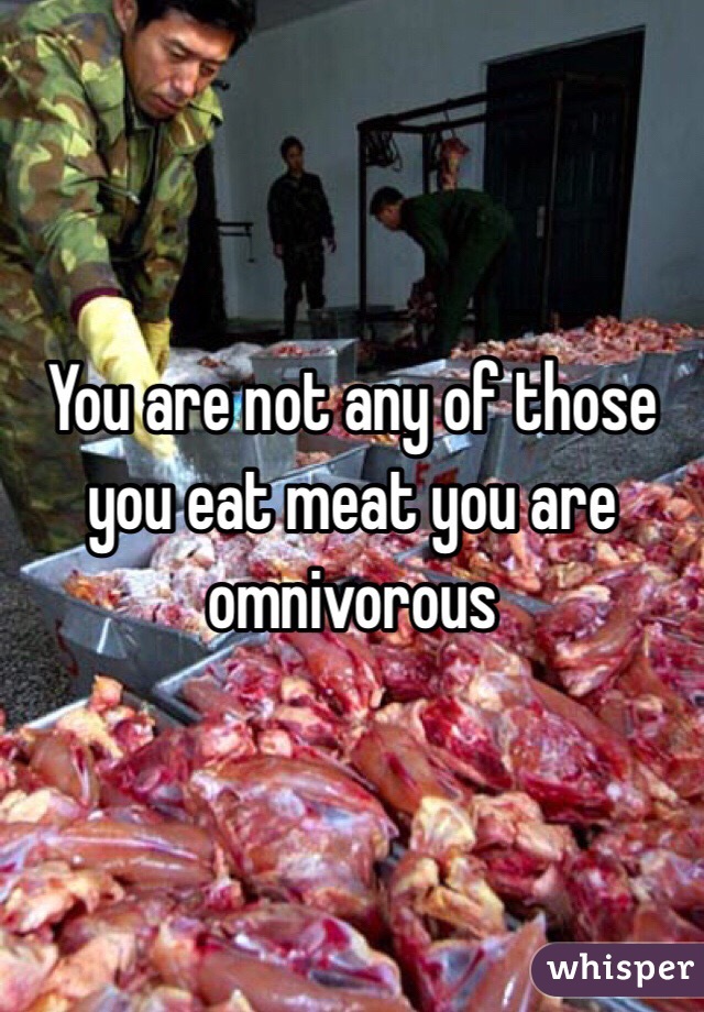 You are not any of those you eat meat you are omnivorous