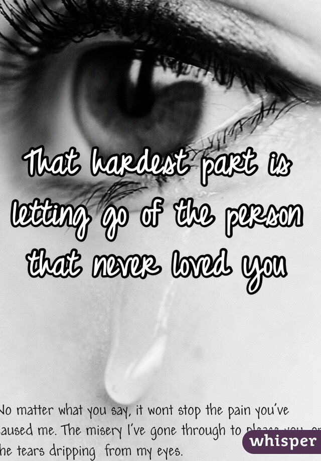 That hardest part is letting go of the person that never loved you 