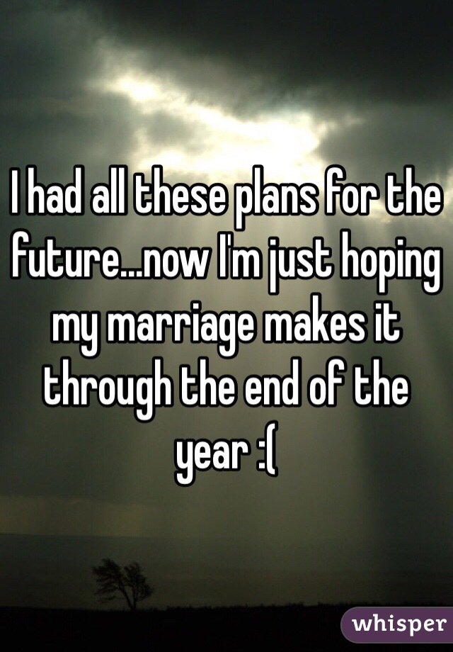 I had all these plans for the future...now I'm just hoping my marriage makes it through the end of the year :(