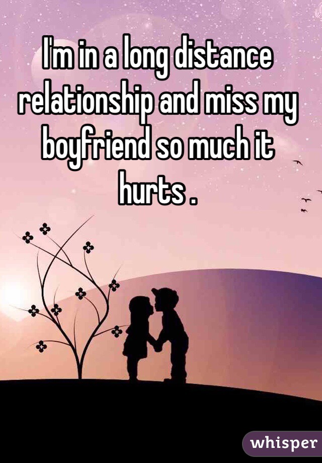 I'm in a long distance relationship and miss my boyfriend so much it hurts . 