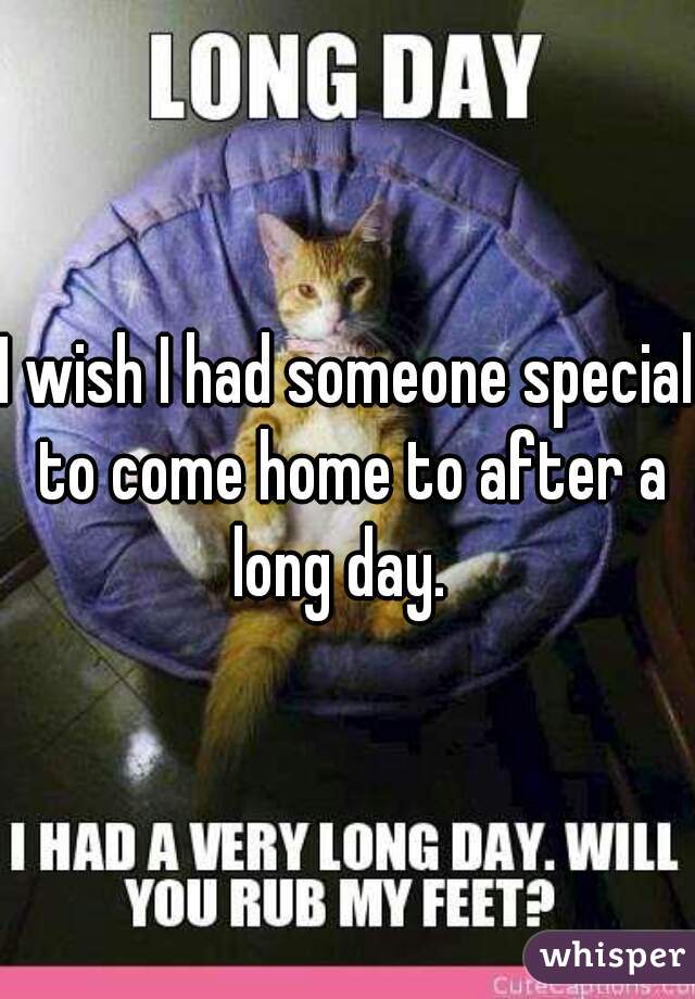 I wish I had someone special to come home to after a long day.  