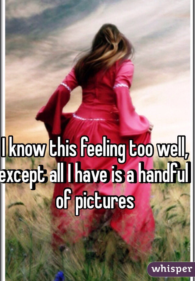 I know this feeling too well, except all I have is a handful of pictures 