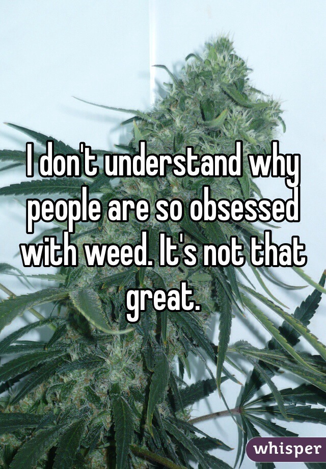 I don't understand why people are so obsessed with weed. It's not that great.