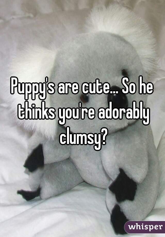 Puppy's are cute... So he thinks you're adorably clumsy?
