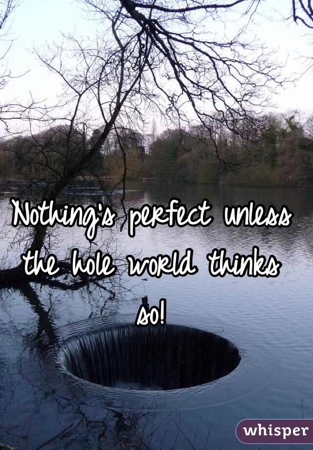Nothing's perfect unless the hole world thinks so!