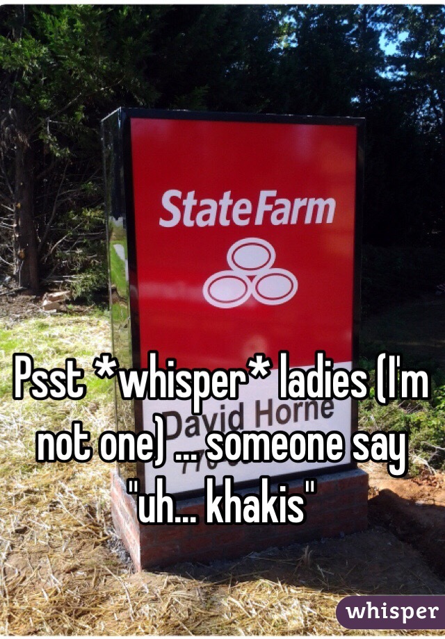 Psst *whisper* ladies (I'm not one) ... someone say "uh... khakis" 