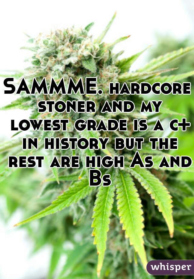 SAMMME. hardcore stoner and my lowest grade is a c+ in history but the rest are high As and Bs