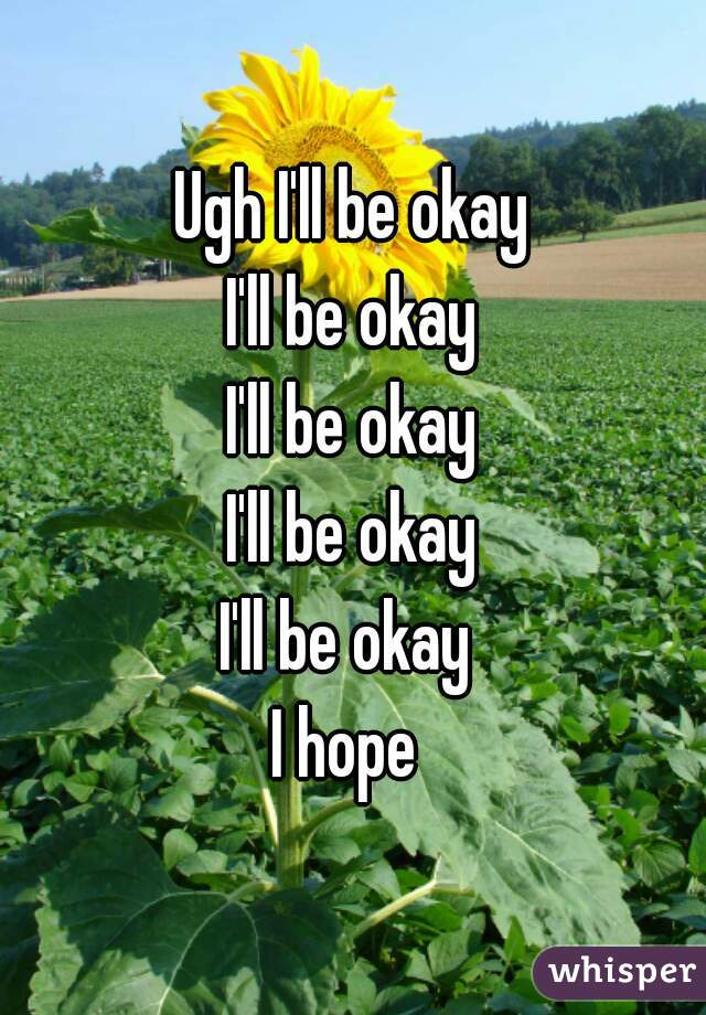 Ugh I'll be okay
I'll be okay
I'll be okay
I'll be okay
I'll be okay 
I hope 