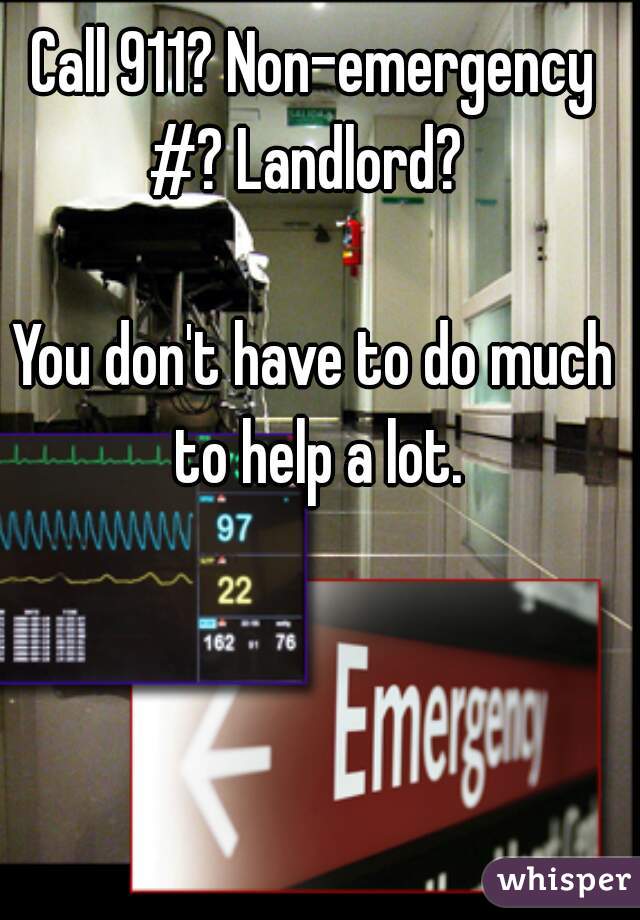 Call 911? Non-emergency #? Landlord?  

You don't have to do much to help a lot.
