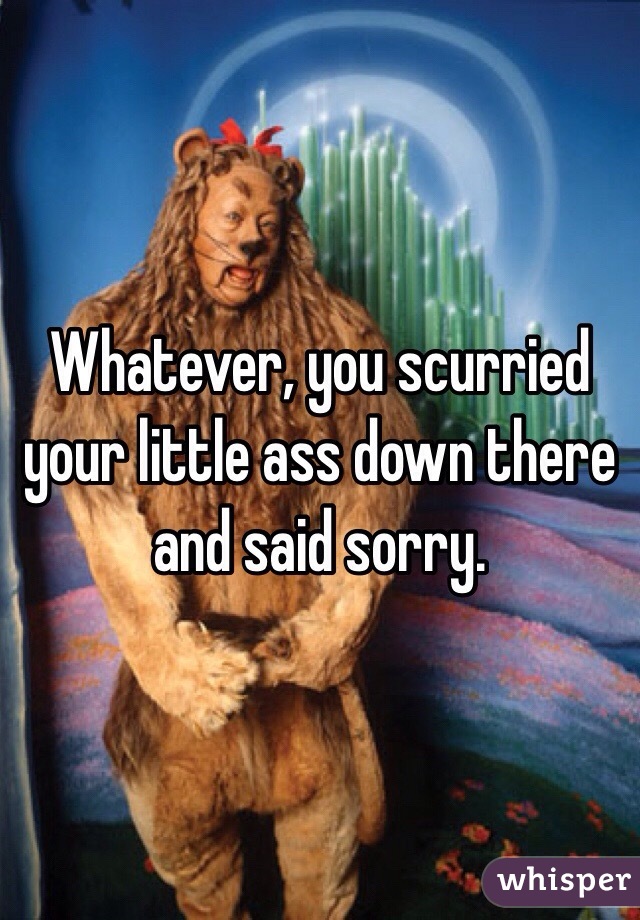 Whatever, you scurried your little ass down there and said sorry. 