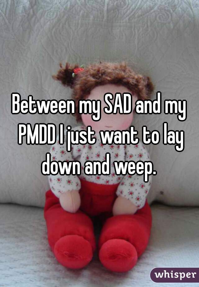Between my SAD and my PMDD I just want to lay down and weep. 