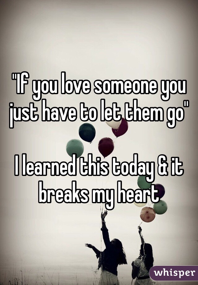 "If you love someone you just have to let them go"

I learned this today & it breaks my heart