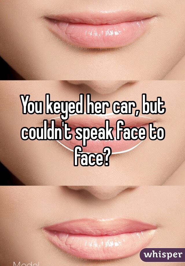 You keyed her car, but couldn't speak face to face? 