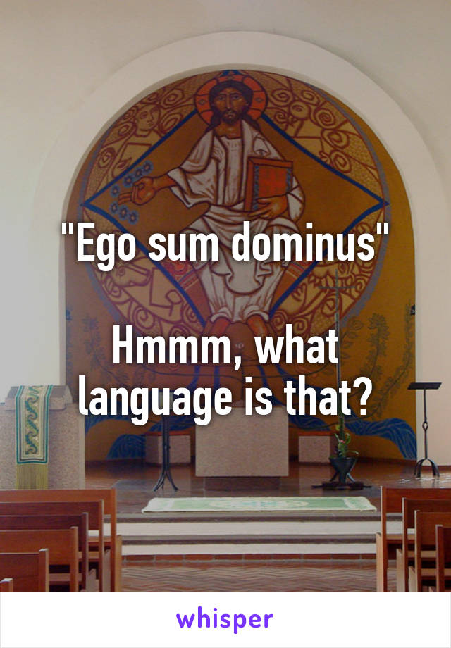 "Ego sum dominus"

Hmmm, what language is that?