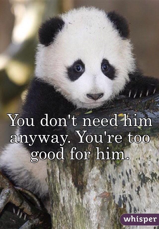 You don't need him anyway. You're too good for him.