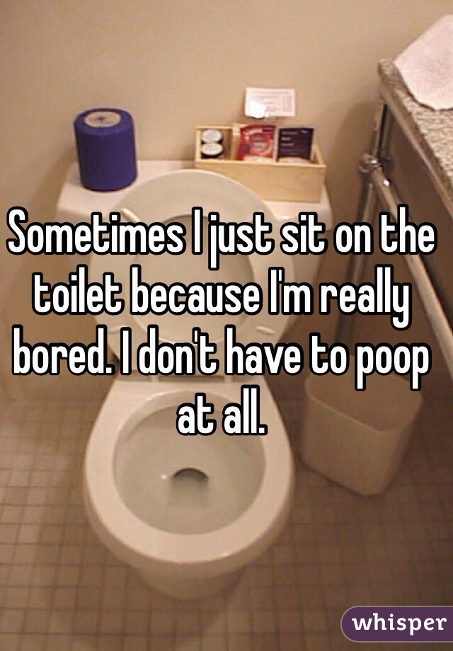 Sometimes I just sit on the toilet because I'm really bored. I don't have to poop at all. 