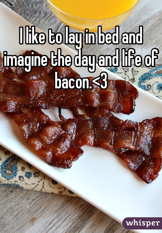 I like to lay in bed and imagine the day and life of bacon.<3