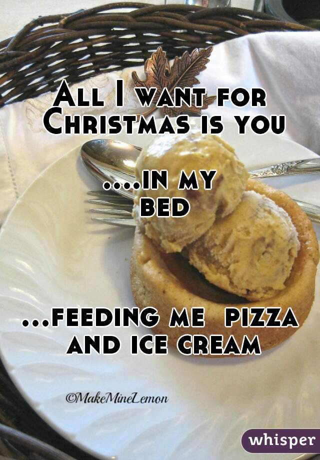 All I want for Christmas is you

....in my bed



...feeding me  pizza and ice cream