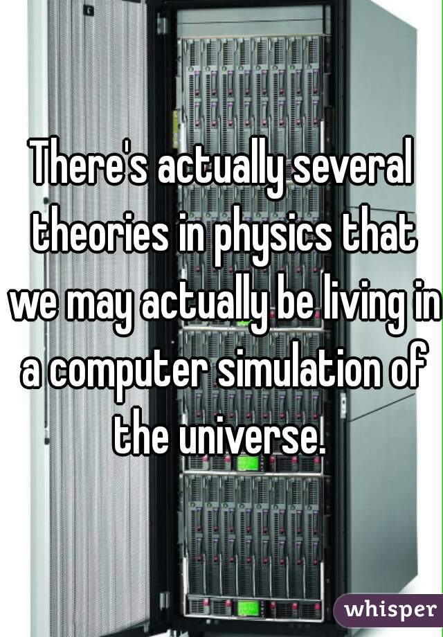There's actually several theories in physics that we may actually be living in a computer simulation of the universe. 