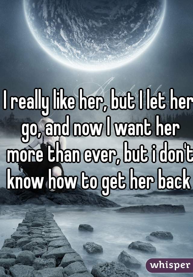 I really like her, but I let her go, and now I want her more than ever, but i don't know how to get her back 
