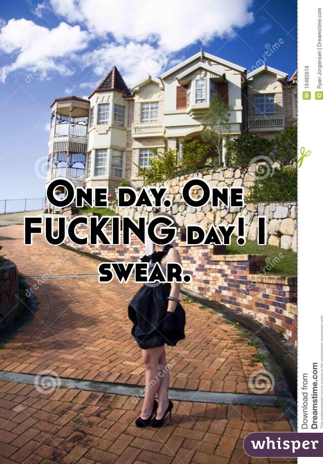 One day. One FUCKING day! I swear. 