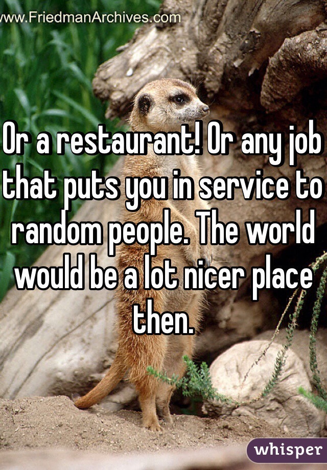 Or a restaurant! Or any job that puts you in service to random people. The world would be a lot nicer place then. 