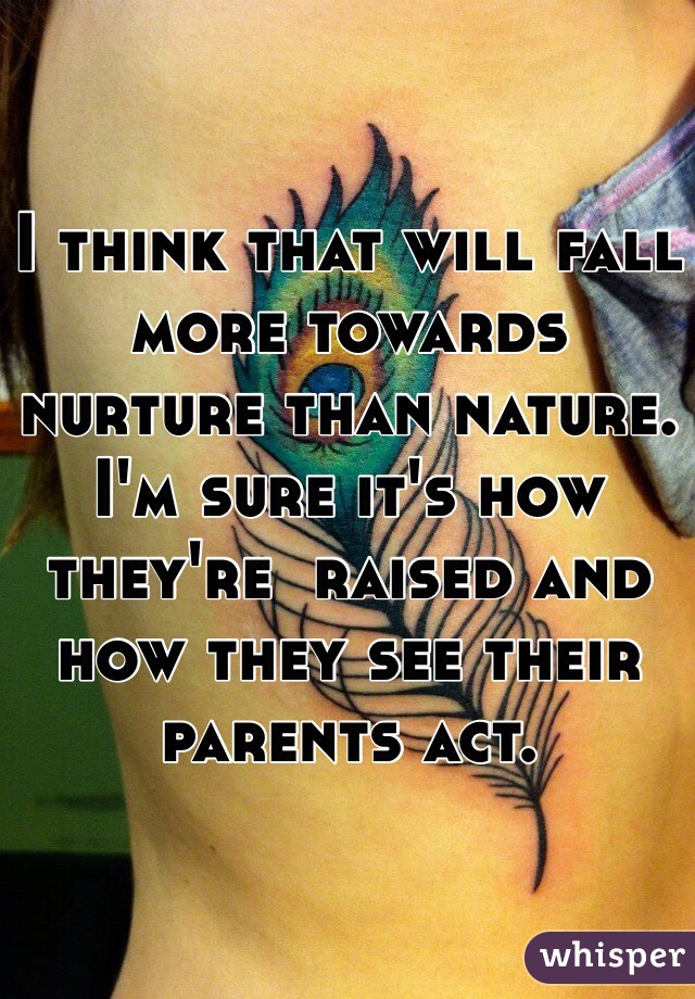 I think that will fall more towards nurture than nature. I'm sure it's how they're  raised and how they see their parents act.