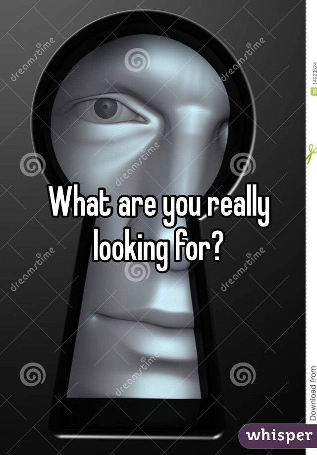 What are you really looking for?