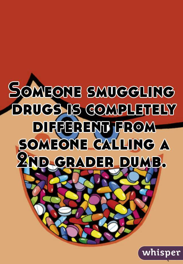 Someone smuggling drugs is completely different from someone calling a 2nd grader dumb. 