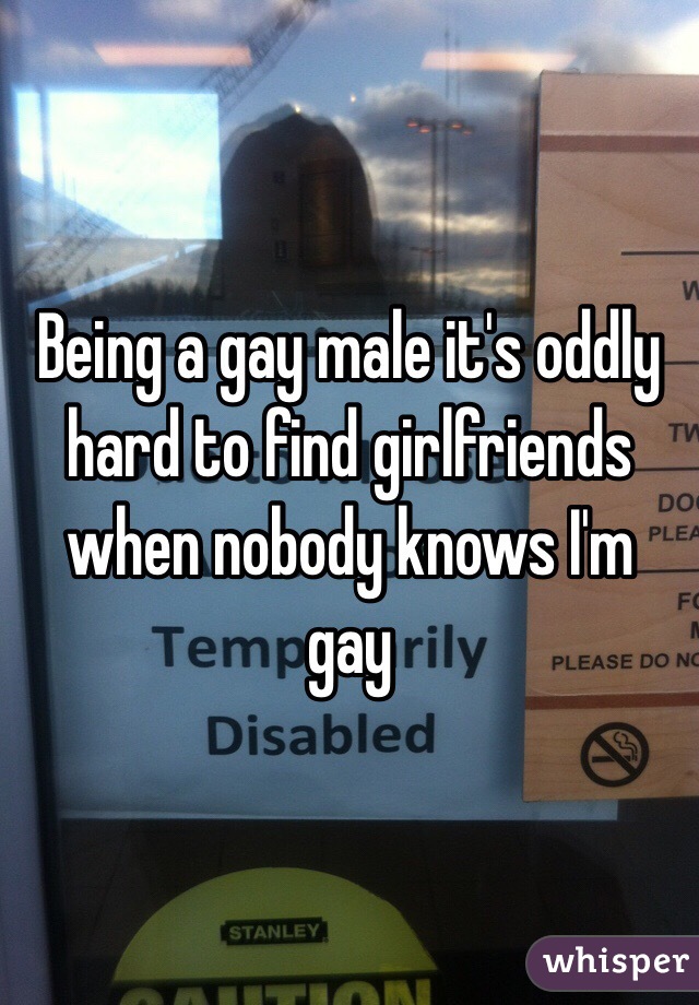 Being a gay male it's oddly hard to find girlfriends when nobody knows I'm gay