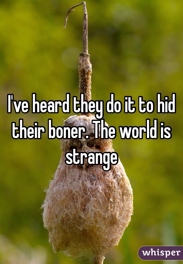 I've heard they do it to hid their boner. The world is strange 