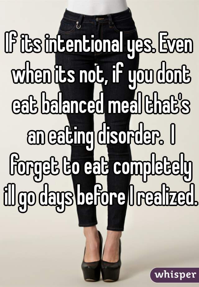 If its intentional yes. Even when its not, if you dont eat balanced meal that's an eating disorder.  I forget to eat completely ill go days before I realized.  