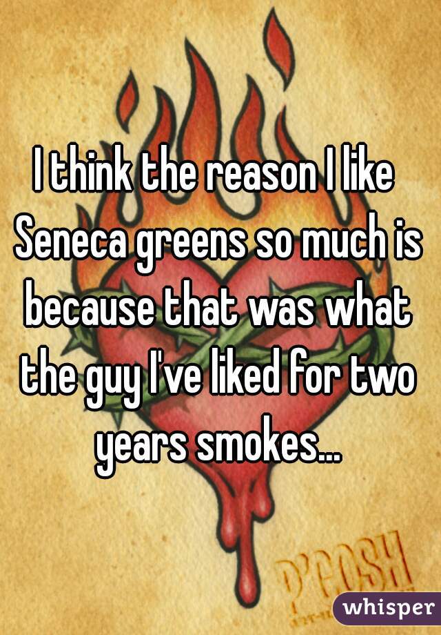 I think the reason I like Seneca greens so much is because that was what the guy I've liked for two years smokes...