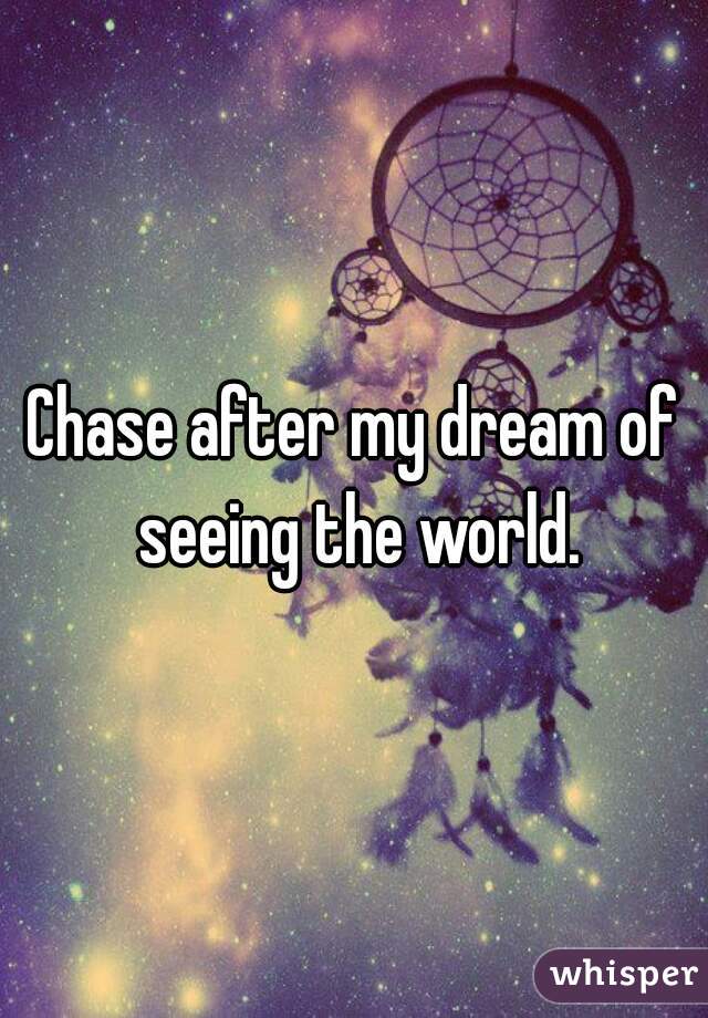 Chase after my dream of seeing the world.